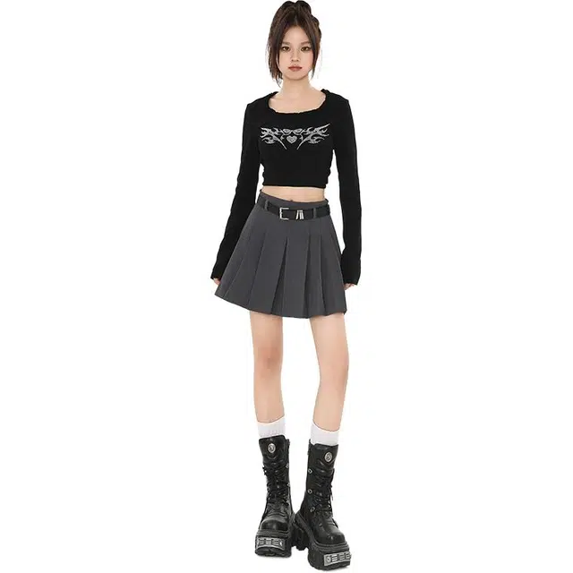 玫丝朵 韩版学院风高腰设计时尚百褶休闲短裙 女款