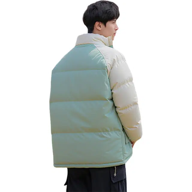 图兰朵 美式复古拼色潮牌立领加厚保暖舒适宽松百搭潮流高级感面包服外套棉服 男女同款