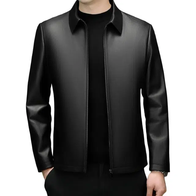 太子龍 品牌高端春秋装翻领真皮中老年行政商务休闲绵羊皮皮衣 男款