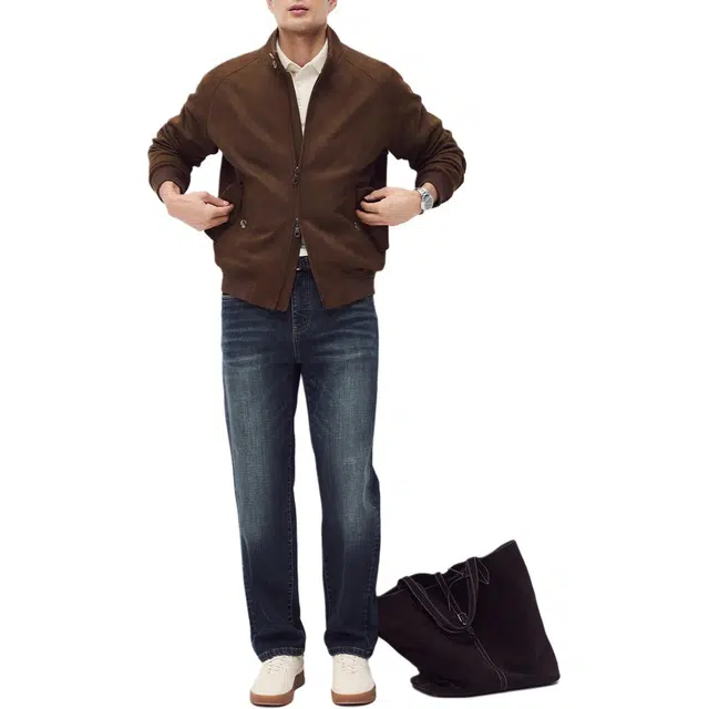 丹宁哲学 高档厚实麂皮绒 秋冬季复古立领夹克 男款