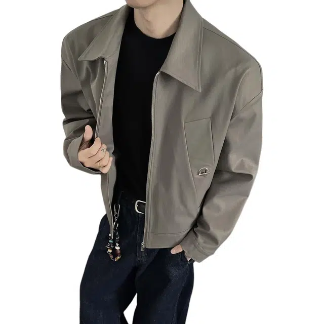 佐菲利 美式简约复古潮牌结构设计金属感休闲外套环拴扣痞帅夹克 男女同款
