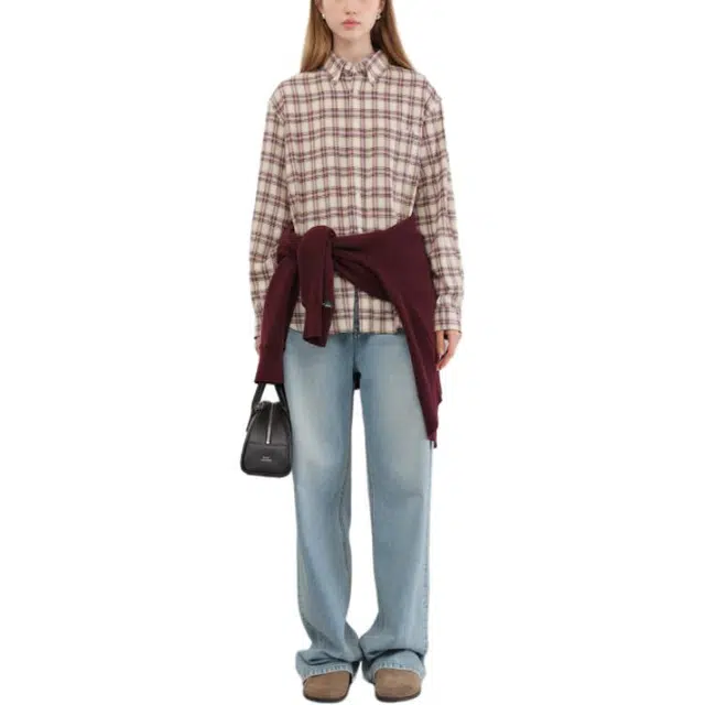 Dunst UNISEX CHECK FLANNEL SHIRT SOFT PINK