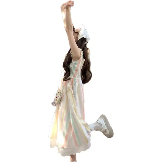 沐晓欣 时尚舒适百搭吊带连衣裙 女款 彩色条纹