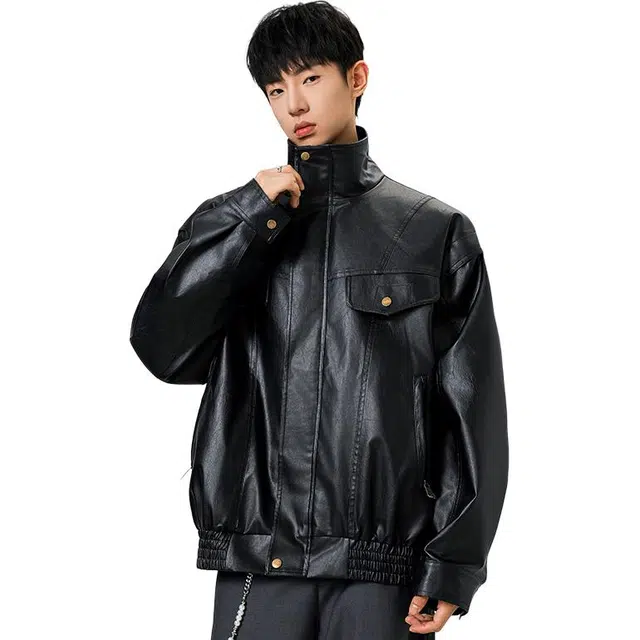 佐菲利 美式复古软皮衣外套潮牌宽松硬汉痞帅机车工装夹克 男女同款