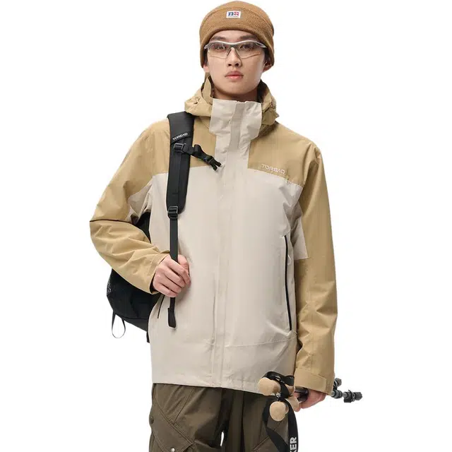 探路者  休闲舒适户外三合一  防水耐磨防风保暖冲锋衣 男款 卵石色\原木色