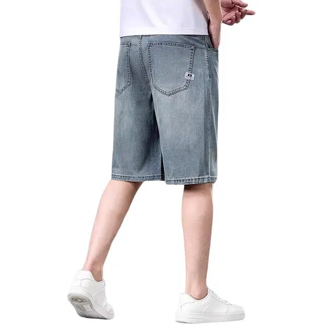 炳盛 夏季超薄款宽松直筒潮牌复古牛仔短裤 男女同款