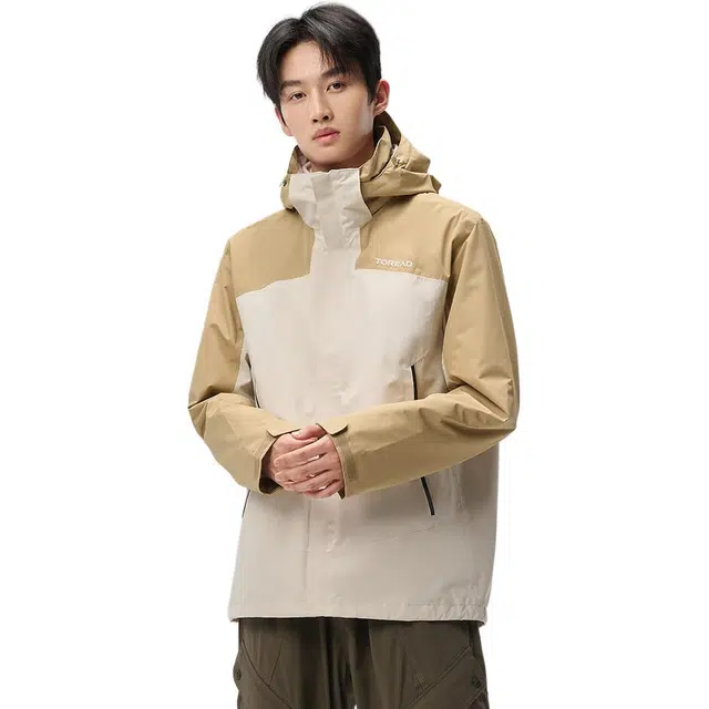 探路者  休闲舒适户外三合一  防水耐磨防风保暖冲锋衣 男款 卵石色\原木色