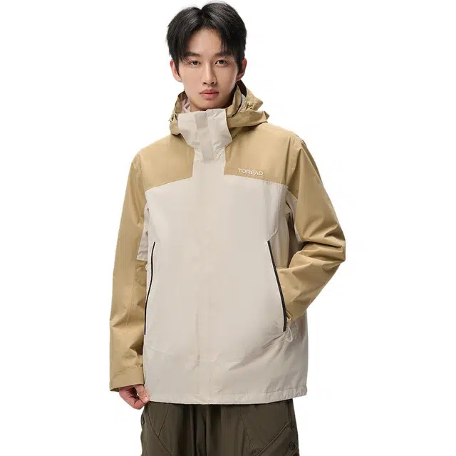 探路者  休闲舒适户外三合一  防水耐磨防风保暖冲锋衣 男款 卵石色\原木色