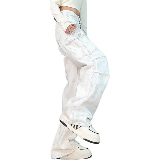 单爵 脏脏扎染伞兵工装裤男款潮流美式裤子牛仔裤 男女同款