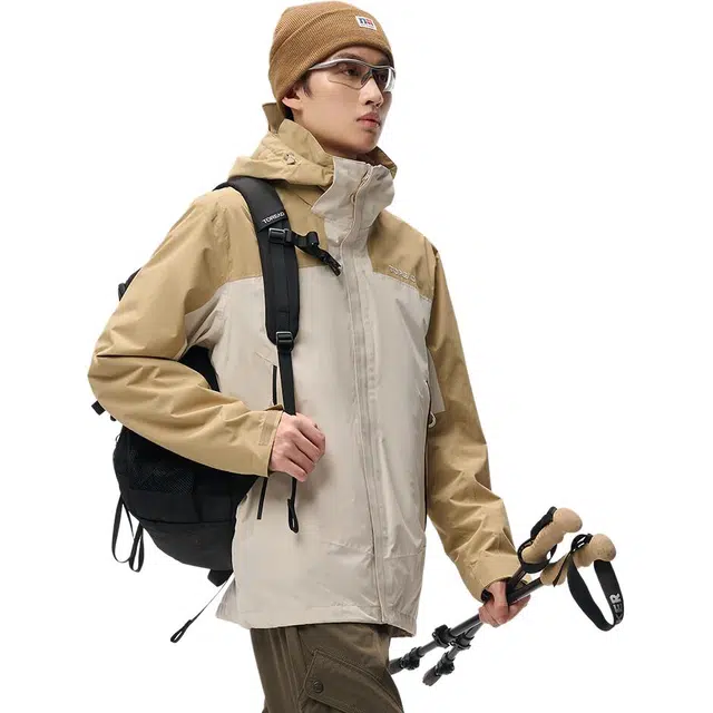 探路者  休闲舒适户外三合一  防水耐磨防风保暖冲锋衣 男款 卵石色\原木色