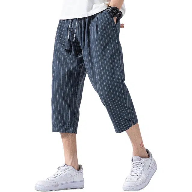 太子龍 七分裤松紧系绳夏季薄款中国风中青年百搭裤子休闲短裤 男款