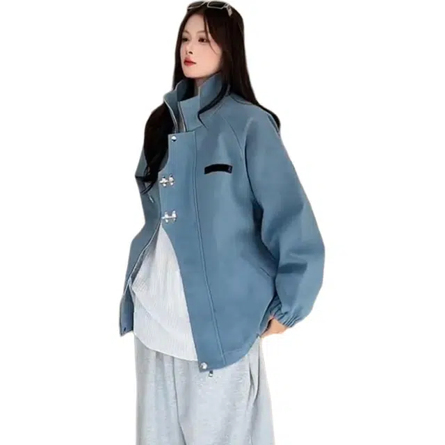 单爵 美式扎染皮衣外套秋季高级感痞帅立领短款飞行夹克 男女同款