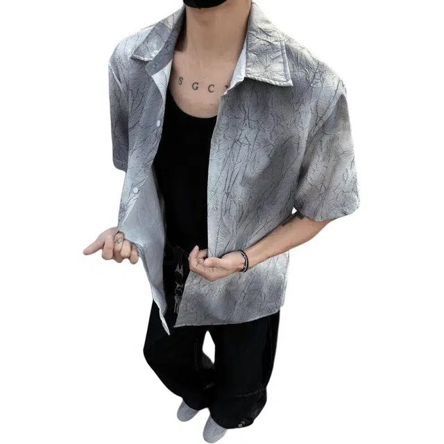 单爵 潮牌设计感小众休闲短袖衬衫 男女同款