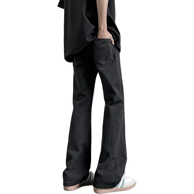 华夏儿女 美式高街潮牌时尚百搭宽松直筒微喇夏季显高氛围感中腰垂感日常通勤牛仔裤 男女同款