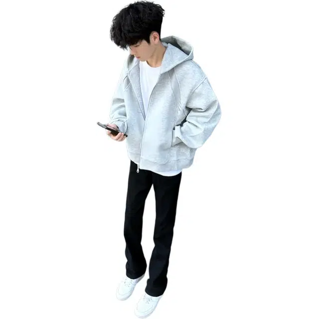 单爵 重磅秋季连帽拼接解美式卫衣 男女同款