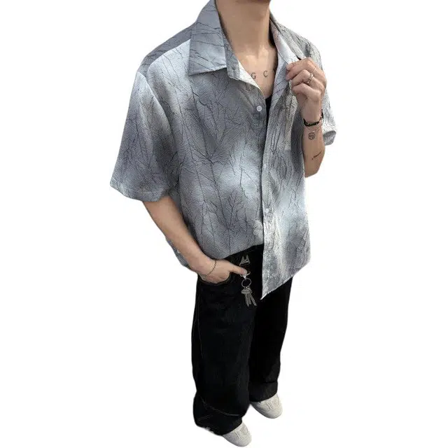 单爵 潮牌设计感小众休闲短袖衬衫 男女同款