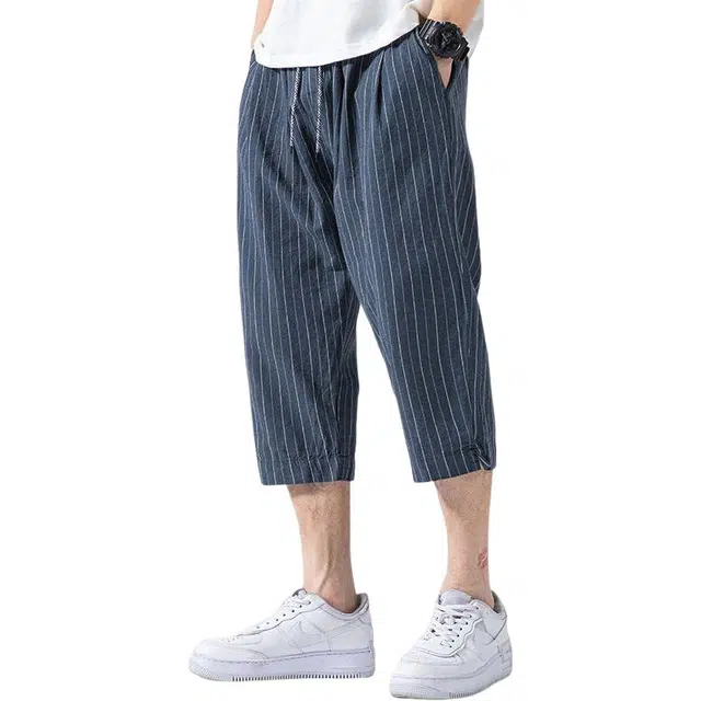 太子龍 七分裤松紧系绳夏季薄款中国风中青年百搭裤子休闲短裤 男款