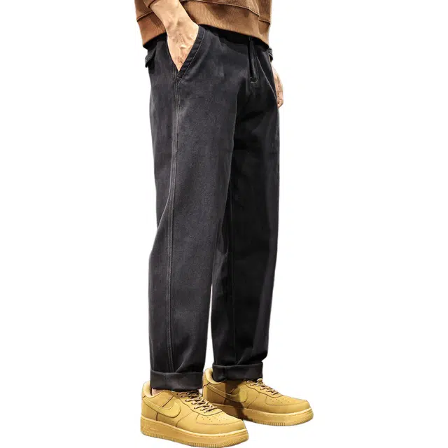 路杰邦 高端裤男秋季美式潮牌宽松直筒时尚百搭基础百搭锥形工装裤休闲裤 男款