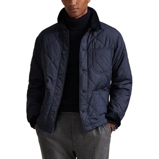 拉夫劳伦 纯色绗缝夹克长袖 棉服 男款