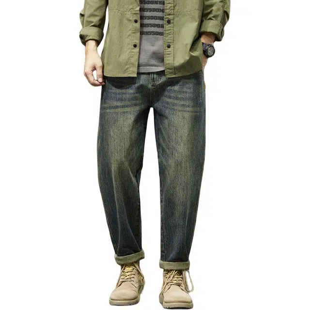 太子龍 美式工装潮牌直筒宽松锥形休闲牛仔裤 男款