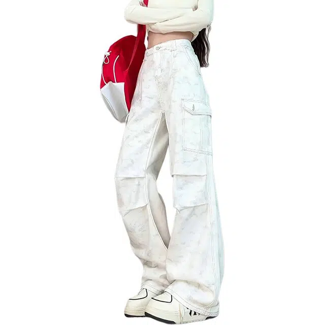 单爵 脏脏扎染伞兵工装裤男款潮流美式裤子牛仔裤 男女同款