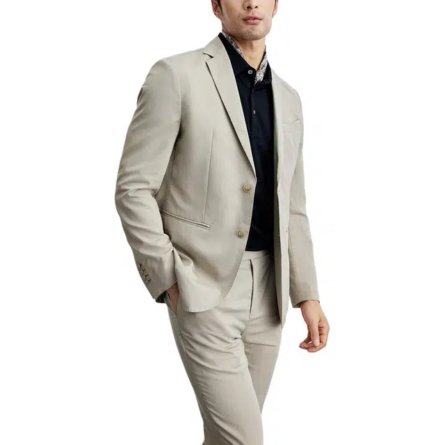 丹宁哲学 高档舒适修身纯色长袖平驳领标准便服单西西装 男款