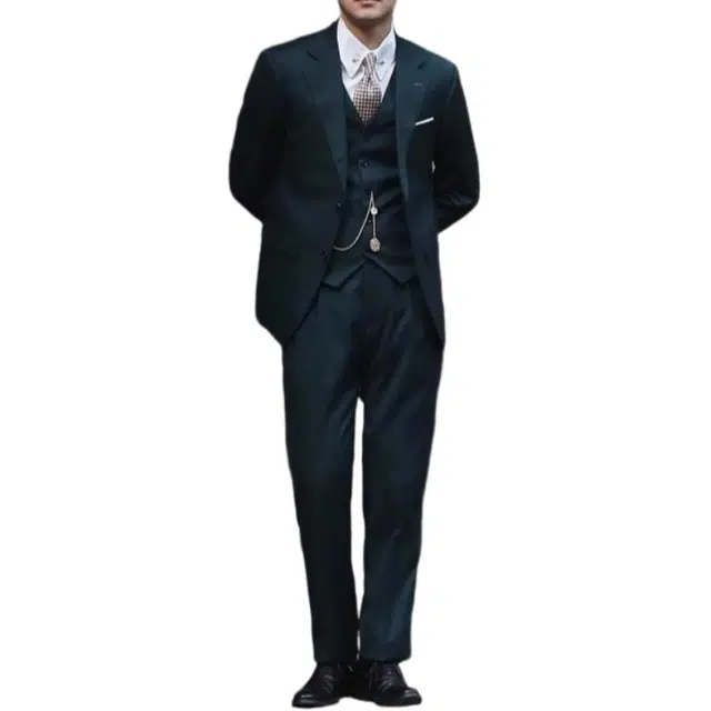 大格子与黑猫 复古那不勒斯西服新郎结婚男士商务正装休闲雅痞时尚绅士西装 男款