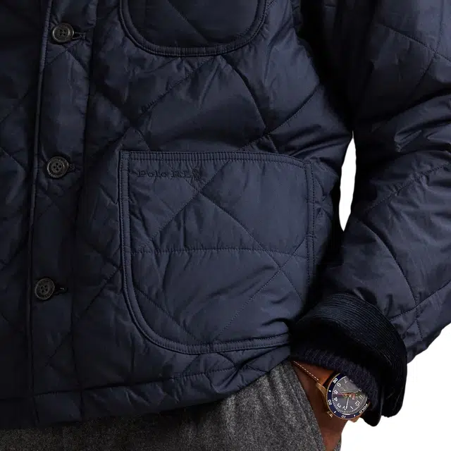 拉夫劳伦 纯色绗缝夹克长袖 棉服 男款