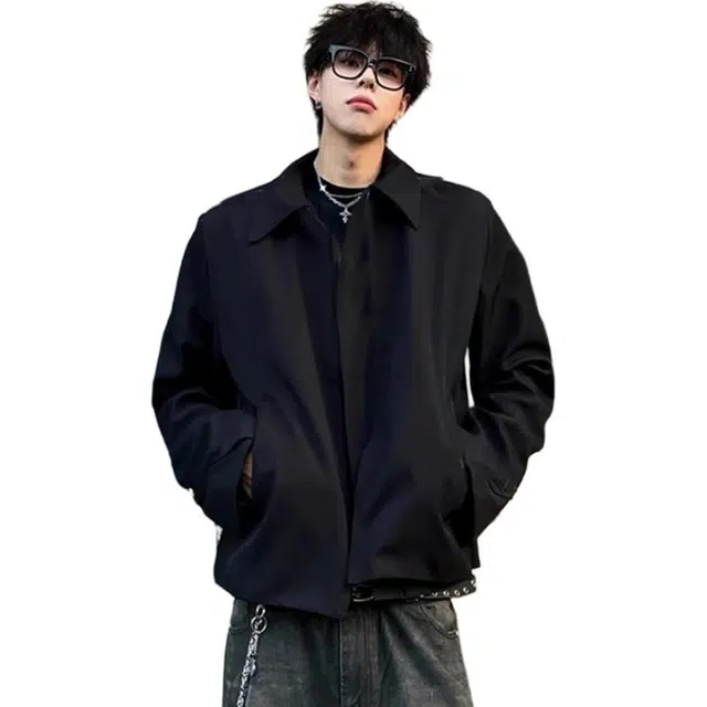 单爵 短款夹克外套男春秋款高级感痞帅翻领正肩西装 男女同款