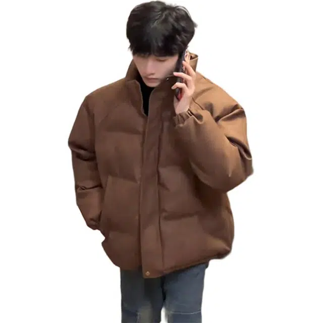 黑马漫画 时尚舒适背面字母印花穿搭复古保暖棉服 男女同款