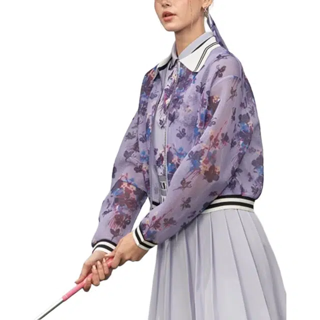 安娜苏 俱乐部系列 蝶影印花网眼翻领夹克外套 女款