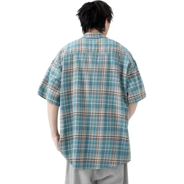 沐诚阳译 美式撞色潮牌宽松衬衣休闲短袖衬衫 男女同款