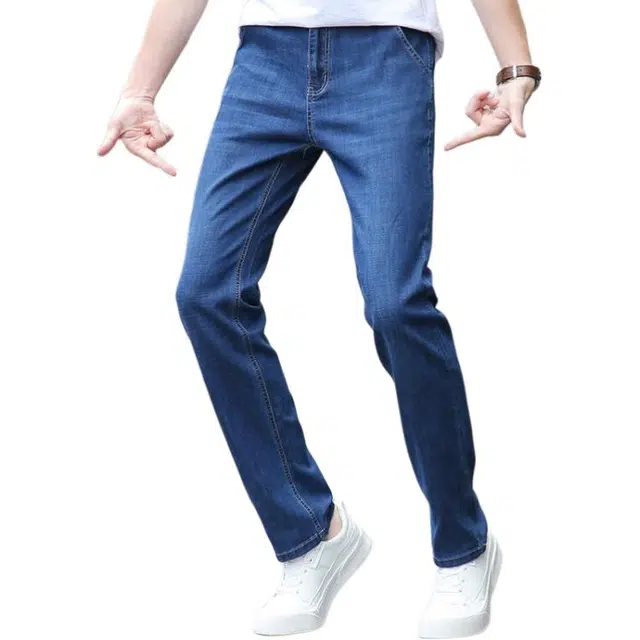 太子龍 高品质中年宽松直筒商务休闲春夏薄款中老年长裤子牛仔裤 男款