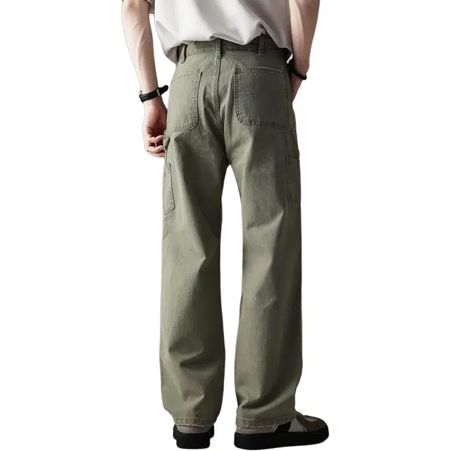 贵色 简约复古水洗石磨纯棉薄款潮牌休闲透气抗皱百搭款高端轻磅痞帅阔腿长裤牛仔裤 男女同款