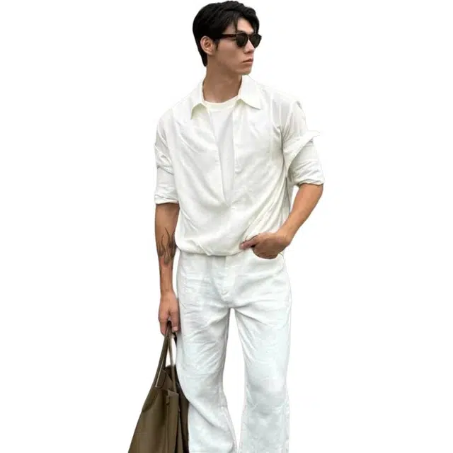 单爵 立领衬衣男高级感痞帅风假两件长袖英伦雅痞衬衫 男女同款