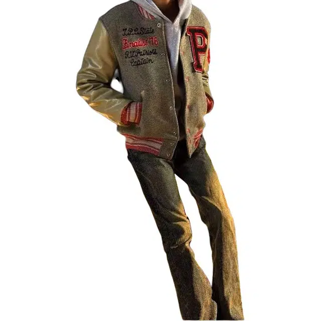 一碗士多  复古巴恩风毛巾绣美式高街小众百搭单排扣设计感宽松舒适痞帅个性通勤日常户外运动立领棒球服 男女同款