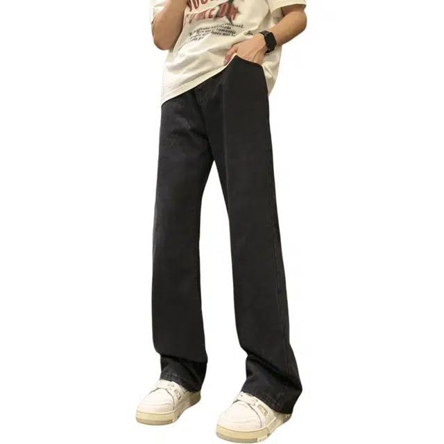 单爵 美式高街长裤子男潮牌修身微喇显瘦牛仔裤 男女同款