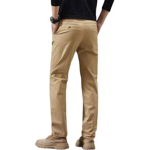 炳盛 高端男士秋冬季纯棉高腰弹力免烫抗皱男商务直筒裤子休闲裤 男女同款