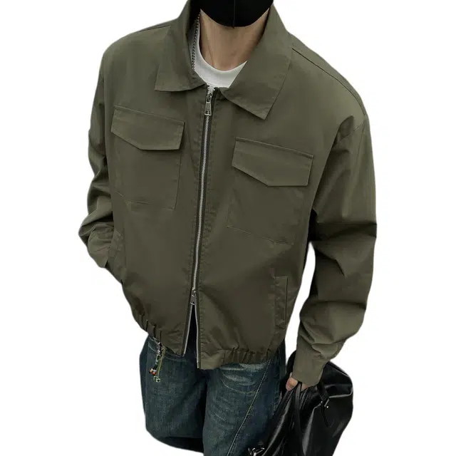 黑马漫画 美式工装外套男款秋季痞帅硬汉风立领短夹克 男女同款