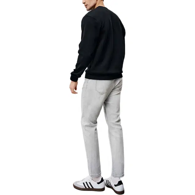 丹宁哲学 春季极简百搭 轻盈抗皱高档空气层 白色男士套头圆领卫衣 男款