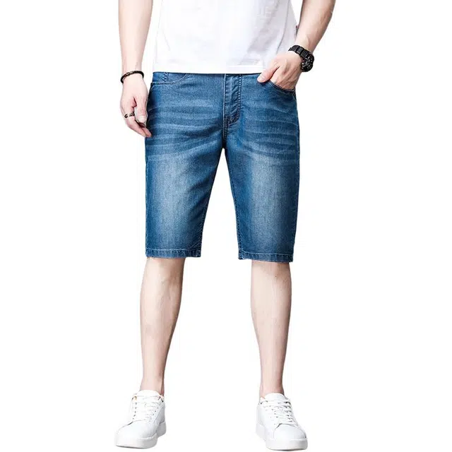 太子龍 夏季商务休闲合身直筒五分裤牛仔短裤 男款