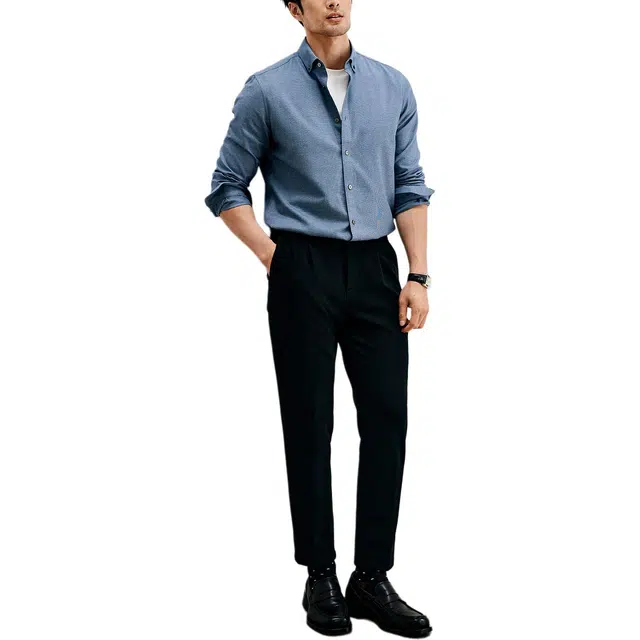 丹宁哲学 高端桑蚕丝棉混纺提花面料长袖休闲风衬衫 男款