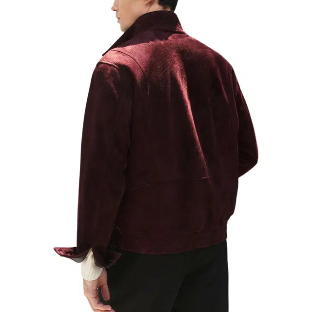 丹宁哲学 时髦男士 高端竖纹新西兰绵羊皮 松紧下摆皮衣 男款