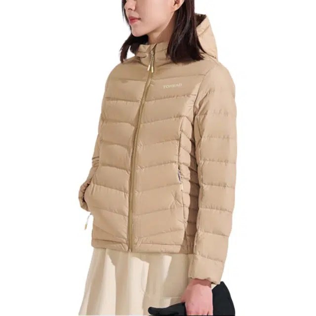 探路者 舒适耐磨透气保暖羽绒服 女款 原木色