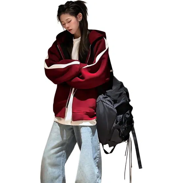 单爵 美式拉链开衫上衣男款秋冬穿搭高级感连帽卫衣夹克 男女同款