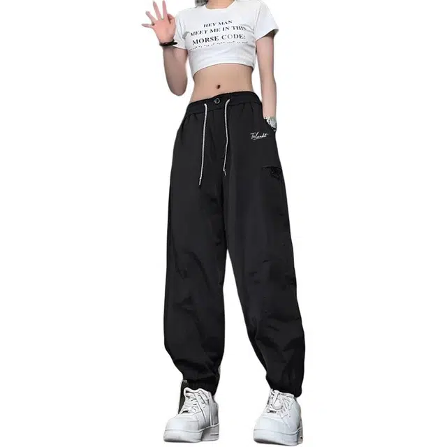 图兰朵 山系户外速干廓形运动束脚卫裤潮流宽松百搭直筒休闲裤 男女同款