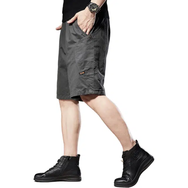 贵色 夏季 高街水洗美式宽松做旧纯色舒适透气潮牌五分裤百搭工装短裤 男女同款 基础色（黑灰白等）