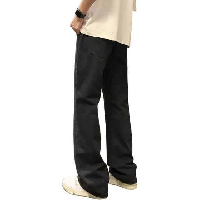 单爵 美式高街长裤子男潮牌修身微喇显瘦牛仔裤 男女同款