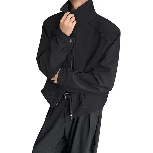 单爵 短款夹克外套男春秋款高级感痞帅翻领正肩西装 男女同款