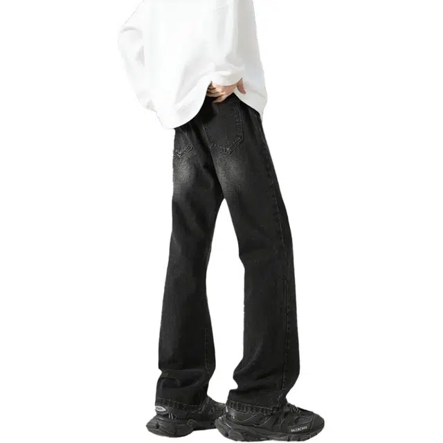 图兰朵 美式百搭舒适宽松时尚潮流高街长裤直筒休闲牛仔裤 男女同款